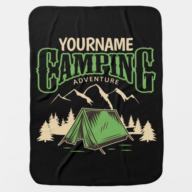 Personalized Camping Family Camp Trip Adventure  Baby Blanket (Front)