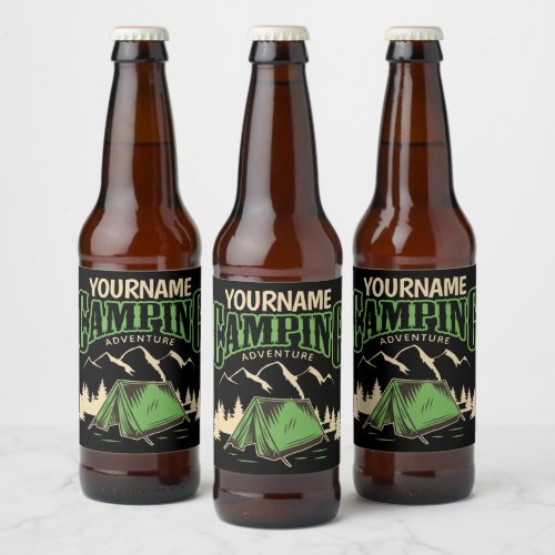 Personalized Camping Family Camp Trip Adventure   Beer Bottle Label