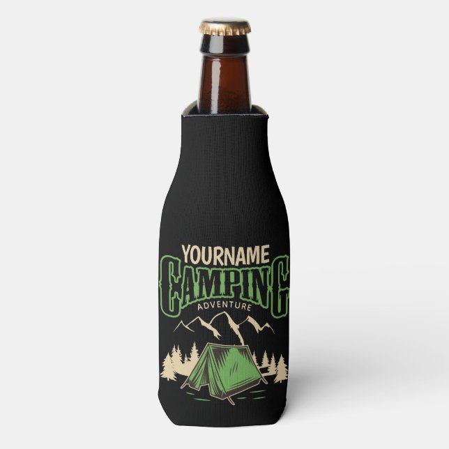Personalized Camping Family Camp Trip Adventure  Bottle Cooler (Bottle Front)