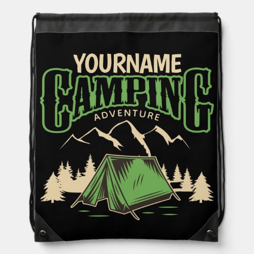 Personalized Camping Family Camp Trip Adventure   Drawstring Bag