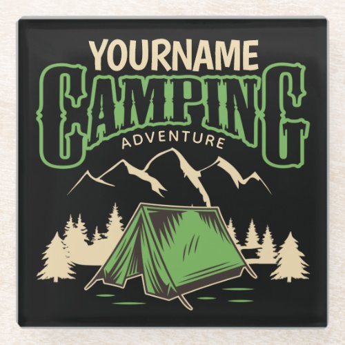 Personalized Camping Family Camp Trip Adventure   Glass Coaster
