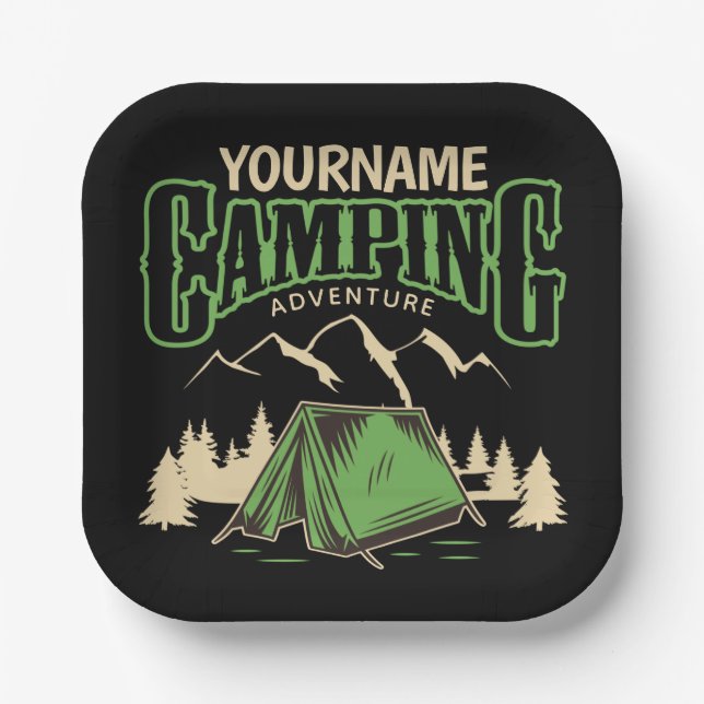 Personalized Camping Family Camp Trip Adventure  Paper Plates (Front)