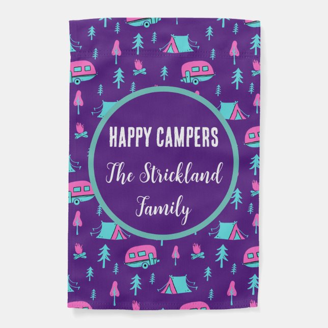 Personalized Camping Garden Flag with RV Design (Front)