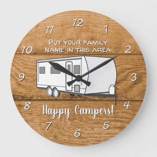 Personalized Camping Generic Travel Trailer Large Clock