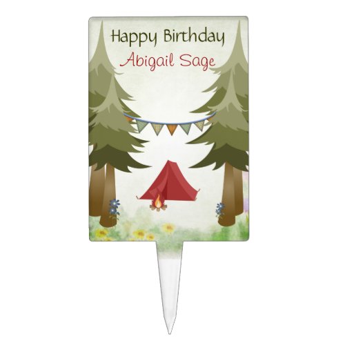 Personalized Camping Girls Happy Birthday Cake Topper