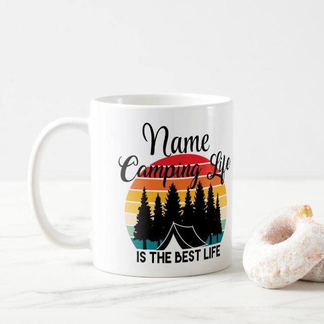Personalized Camping Life Design Coffee Mug Cup (With Donut)