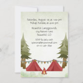 Personalized Camping Red Tents Woodland Birthday Invitation (Back)