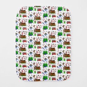 Personalized Camping Themed Happy Camper Baby Burp Cloth