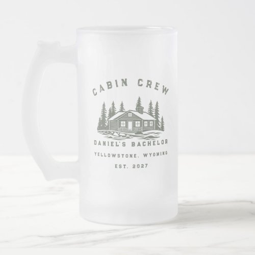 Personalized Camping Weekend Bachelor Party Frosted Glass Beer Mug