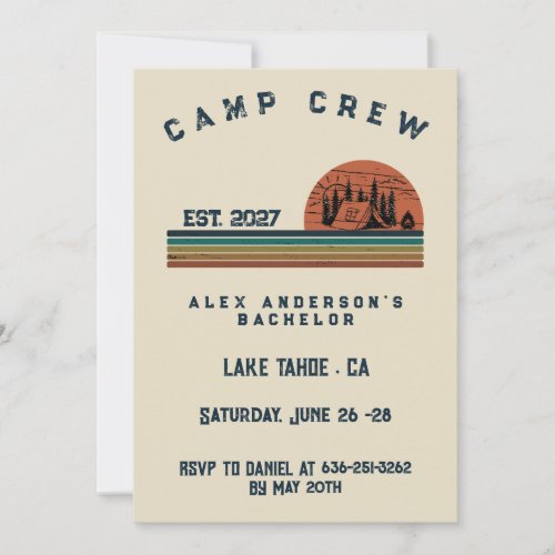 Personalized Camping Weekend Bachelor Party Invitation