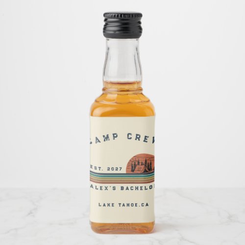 Personalized Camping Weekend Bachelor Party Liquor Bottle Label