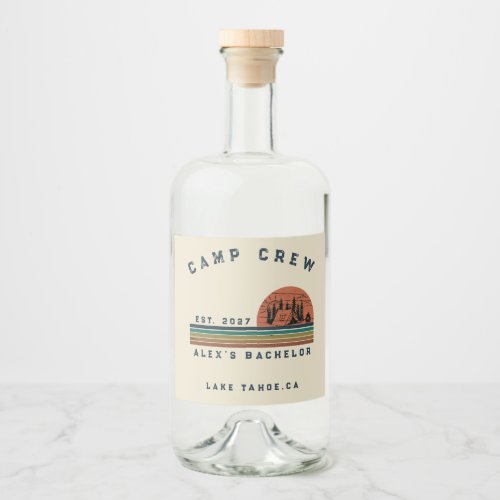 Personalized Camping Weekend Bachelor Party Liquor Bottle Label