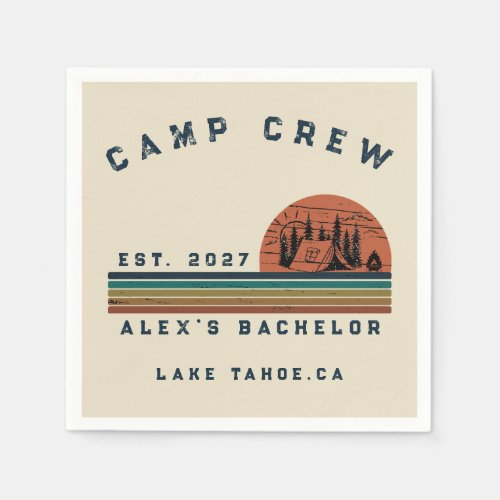 Personalized Camping Weekend Bachelor Party Napkins