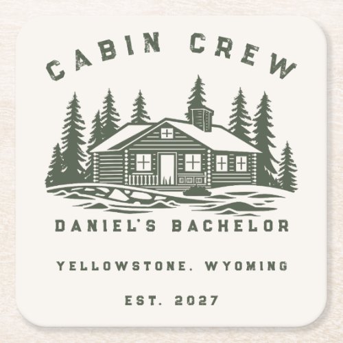 Personalized Camping Weekend Bachelor Party Square Paper Coaster