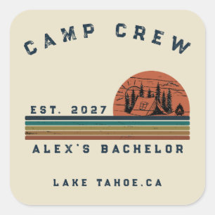 Personalized Camping Weekend Bachelor Party Square Sticker
