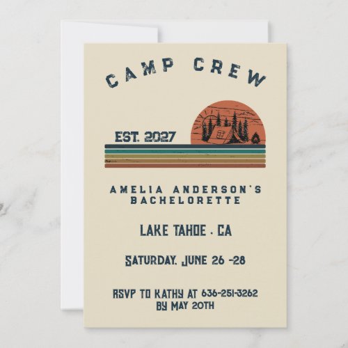 Personalized Camping Weekend Bachelorette Party Invitation