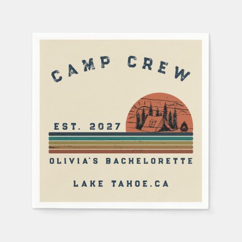 Personalized Camping Weekend Bachelorette Party Napkins