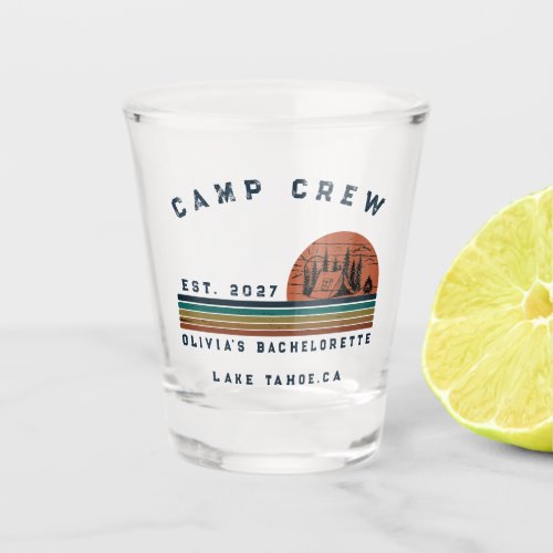 Personalized Camping Weekend Bachelorette Party Shot Glass