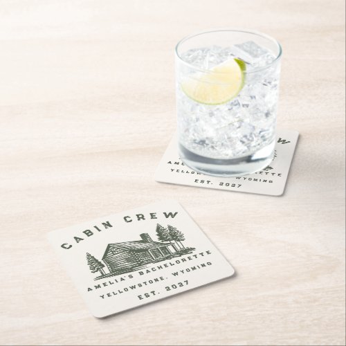 Personalized Camping Weekend Bachelorette Party Square Paper Coaster