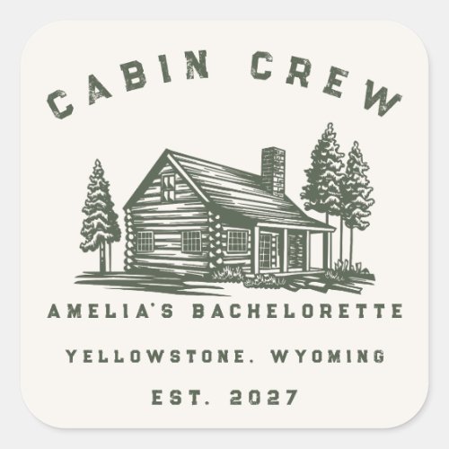 Personalized Camping Weekend Bachelorette Party Square Sticker