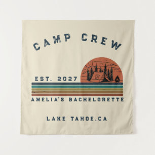 Personalized Camping Weekend Bachelorette Party Tapestry