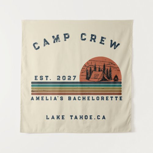 Personalized Camping Weekend Bachelorette Party Tapestry
