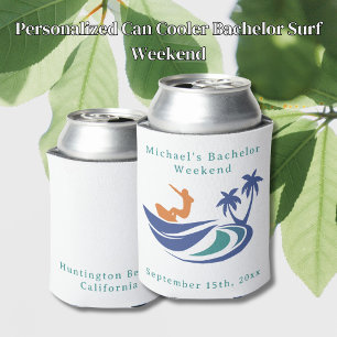 Personalized Can Cooler Bachelor Surf Weekend