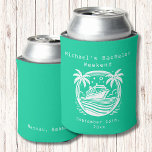 Personalized Can Cooler | Cruise Bachelor Party<br><div class="desc">Personalized Can Cooler | Cruise Bachelor Party Personalized Can Coolers are the perfect keepsakes for your friends to remember your special day. Cheers to a fun and memorable bachelor party! Add your custom wording to this design by using the "Edit this design template" boxes on the right hand side of...</div>