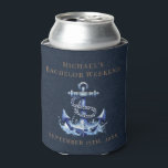 Personalized Can Cooler | Nautical Bachelor Party<br><div class="desc">Personalized Can Cooler | Nautical Bachelor Party Personalized Can Coolers are the perfect keepsakes for your friends to remember your special day. Cheers to a fun and memorable bachelor party! Add your custom wording to this design by using the "Edit this design template" boxes on the right hand side of...</div>