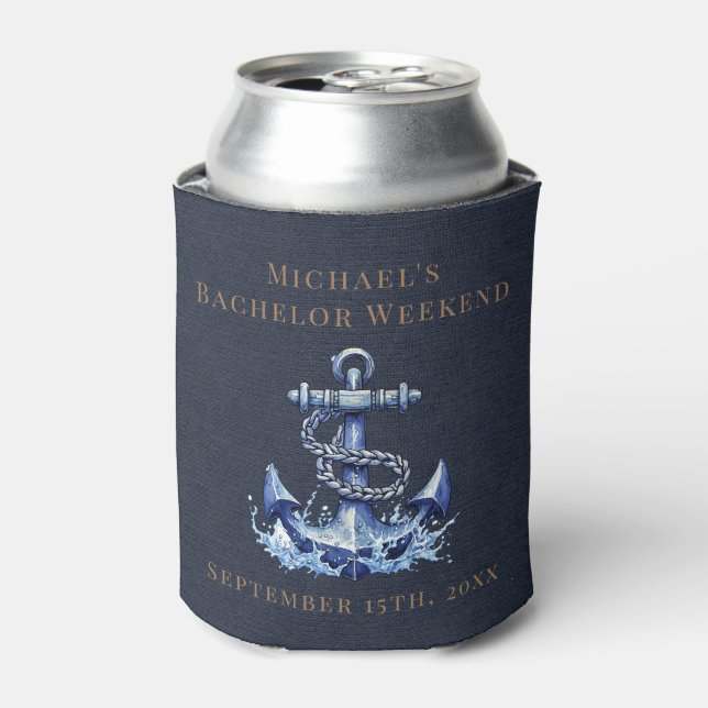 Personalized Can Cooler | Nautical Bachelor Party (Can Front)