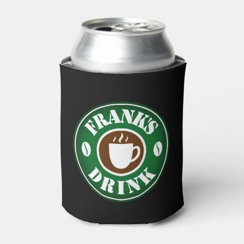 Personalized can cooler with coffee bean logo