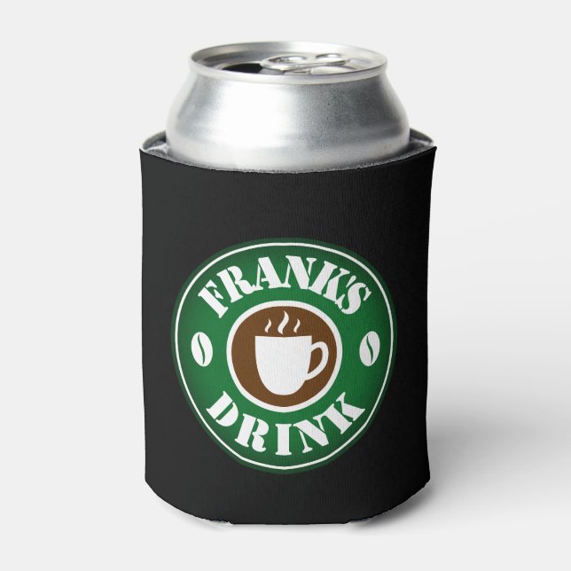 Personalized can cooler with coffee bean logo (Can Front)
