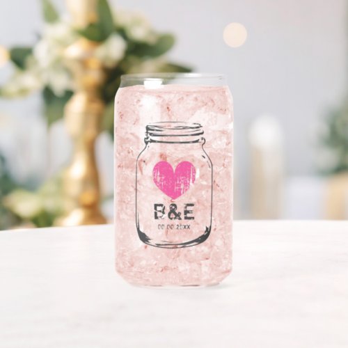 Personalized can glasses for rustic wedding party