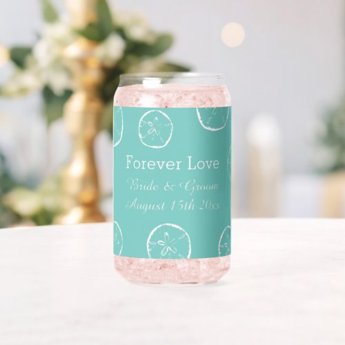Personalized can glasses for trendy beach wedding
