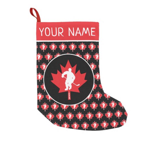 Personalized Canada Canadian Hockey Maple Leaf Small Christmas Stocking