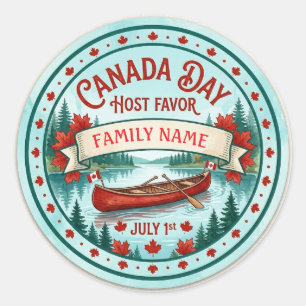 Personalized Canada Day Host Favor Sticker. Classic Round Sticker