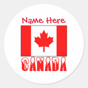 Personalized Canada Flag Name Round Classic Round Sticker