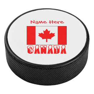 Personalized Canada Flag Patriotic Hockey Puck