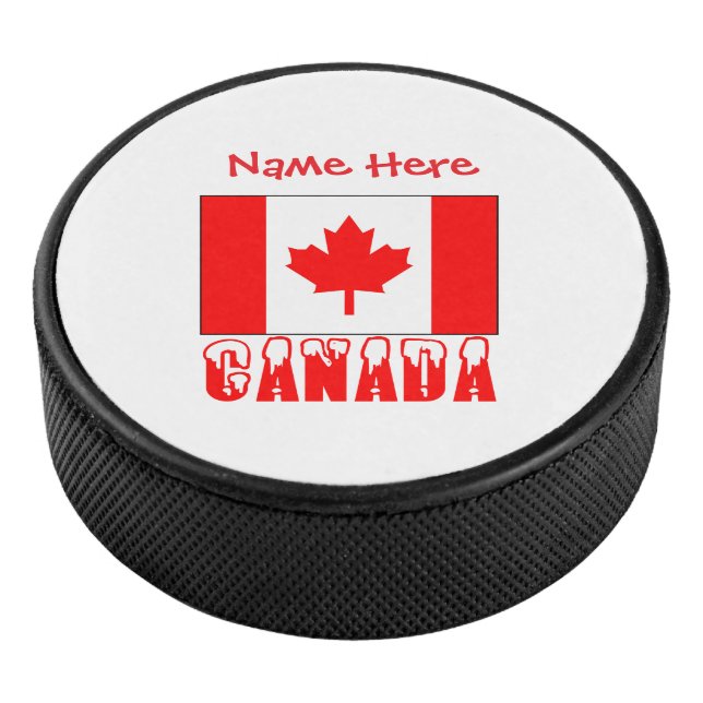 Personalized Canada Flag Patriotic Hockey Puck (3/4)