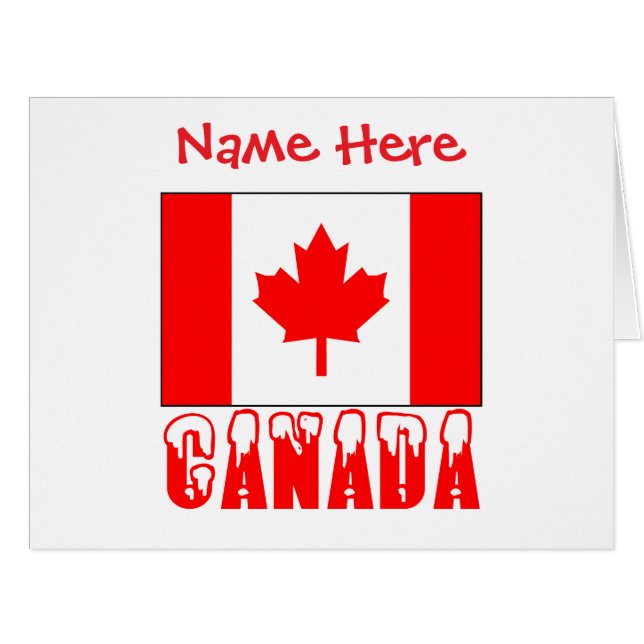 Personalized Canada Flag Patriotic Large Greeting  (Front Horizontal)