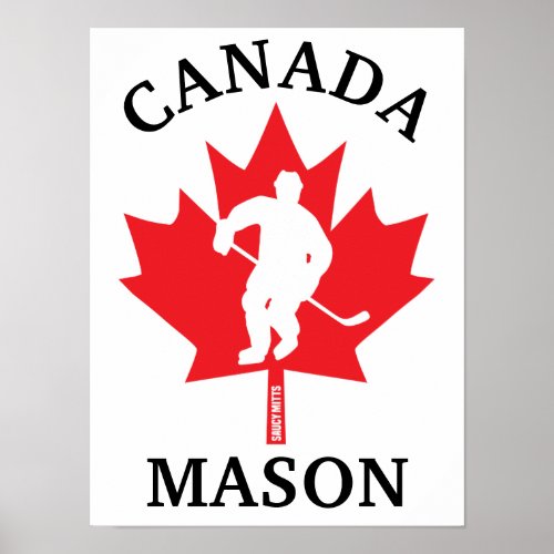 Personalized Canada Hockey Player Name Maple Leaf Poster