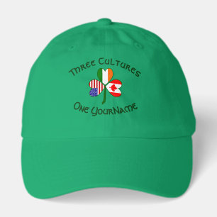 Personalized Canada Ireland USA Shamrock Flag Hat