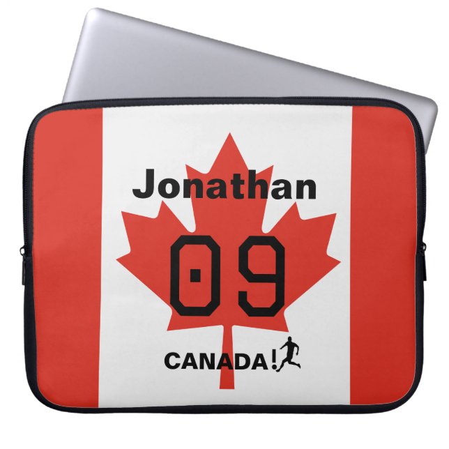 Personalized Canada Maple Leaf Tech Gift Laptop Sleeve (Front)