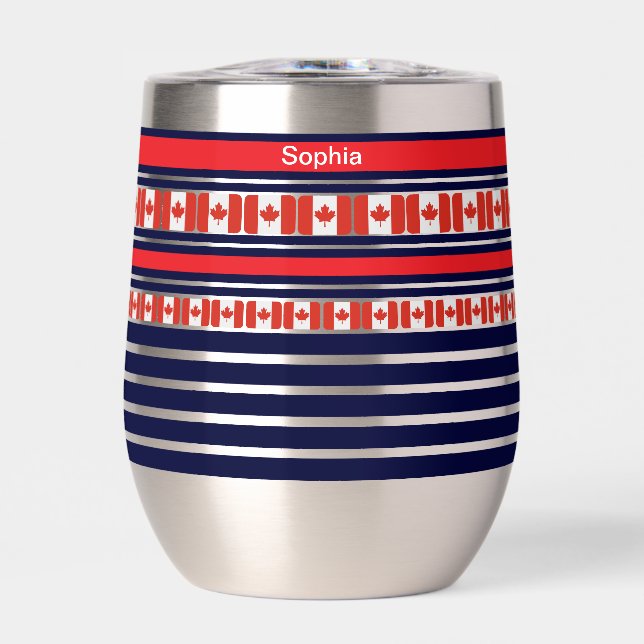 Personalized Canada Patriotic Flag  Thermal Wine Tumbler (Front)