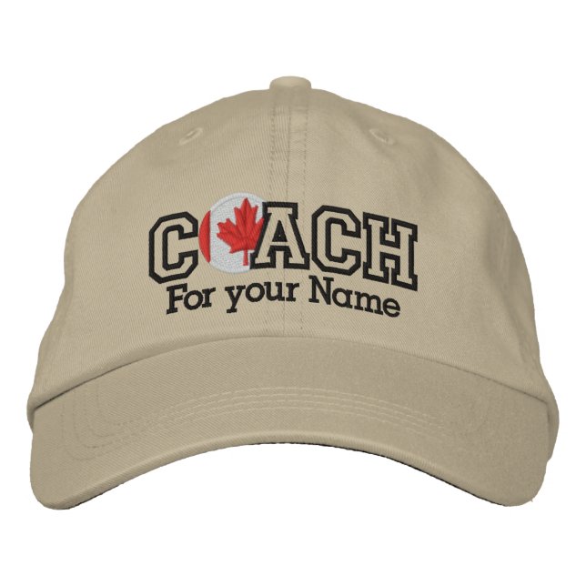 Personalized Canadian Coach with your name Embroidered Baseball Hat (Front)