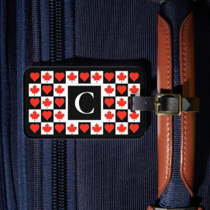 Personalized Canadian Flag Custom Letter Canada Luggage Tag
