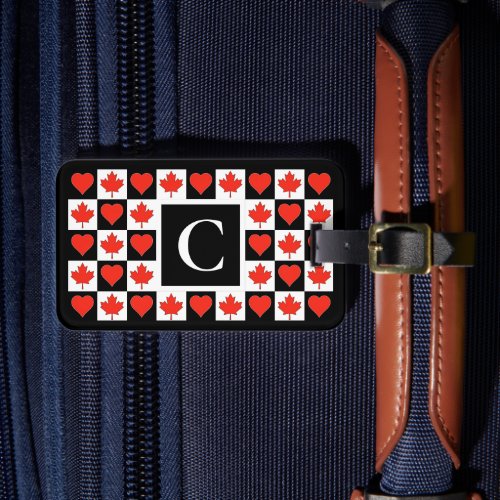 Personalized Canadian Flag Custom Letter Canada Luggage Tag