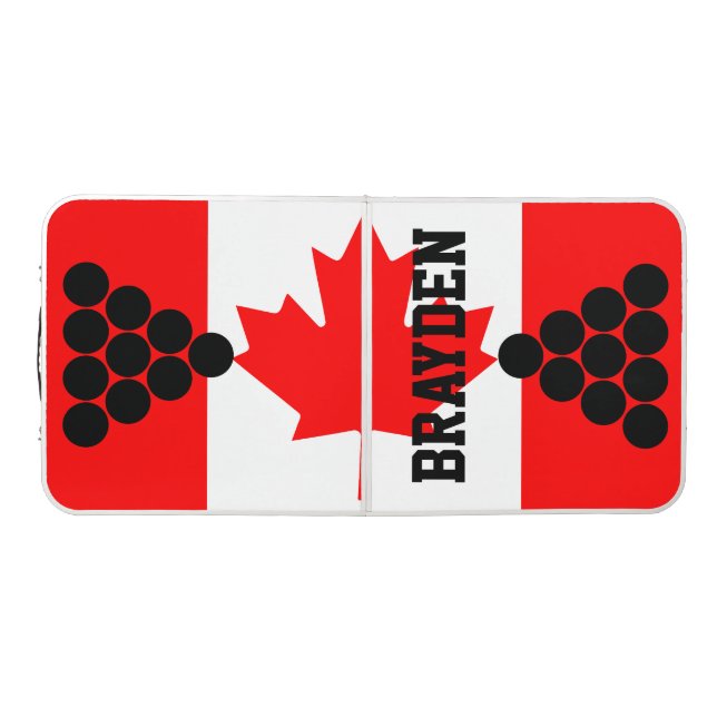 Personalized Canadian Flag Custom Name Beer Pong Table (Top)