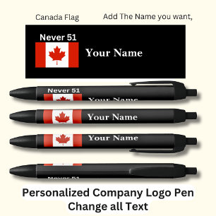 Personalized Canadian Flag Never 51 Black Pen
