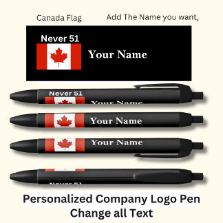 Personalized Canadian Flag Never 51 Black Pen